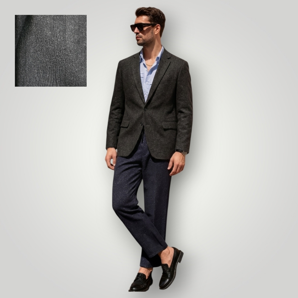 Calvin Klein Extreme Slim Fit Wool Silk Blazer 44R Charcoal Flecked Quiet Luxury